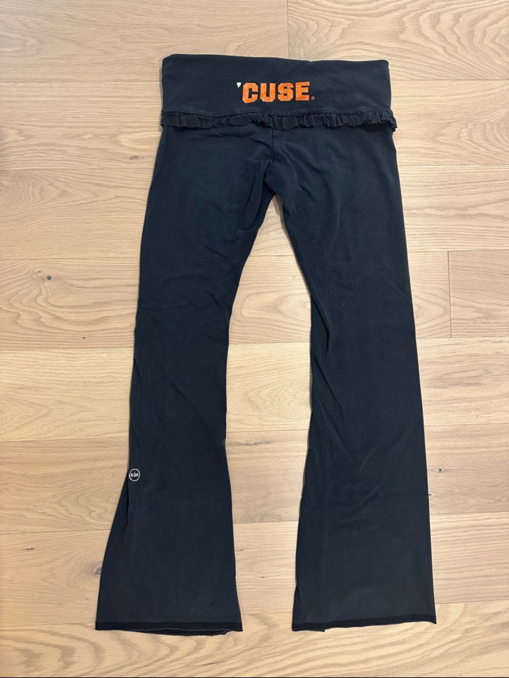SOLOW Black Leggings with Orange 'CUSE' Logo on Back Size L